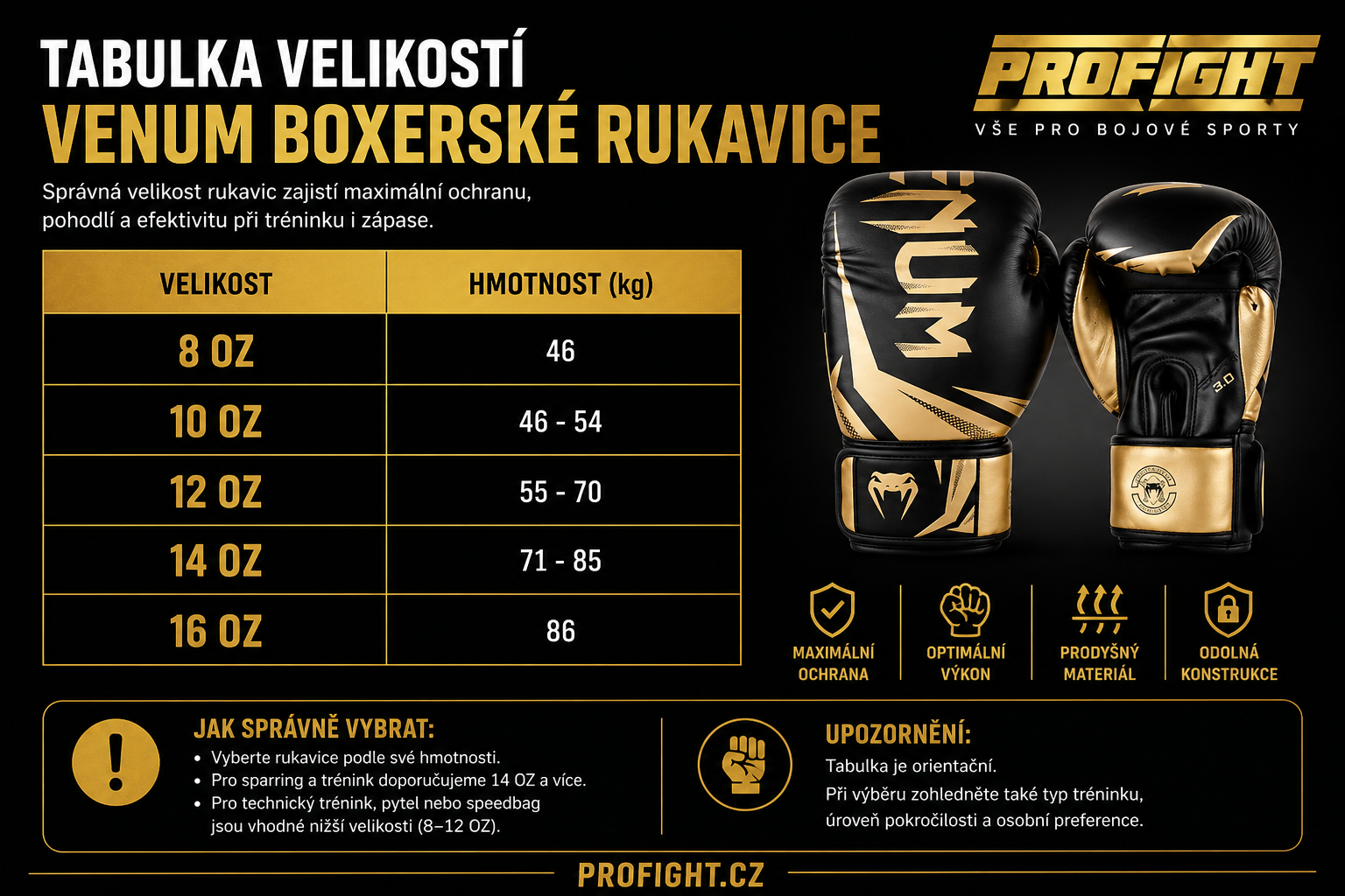 Vel.Tabulka Boxing Gloves